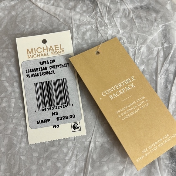 Michael Kors Rhea Mini Color-Block Logo Backpack Blue chambray Navy - Picture 5 of 9